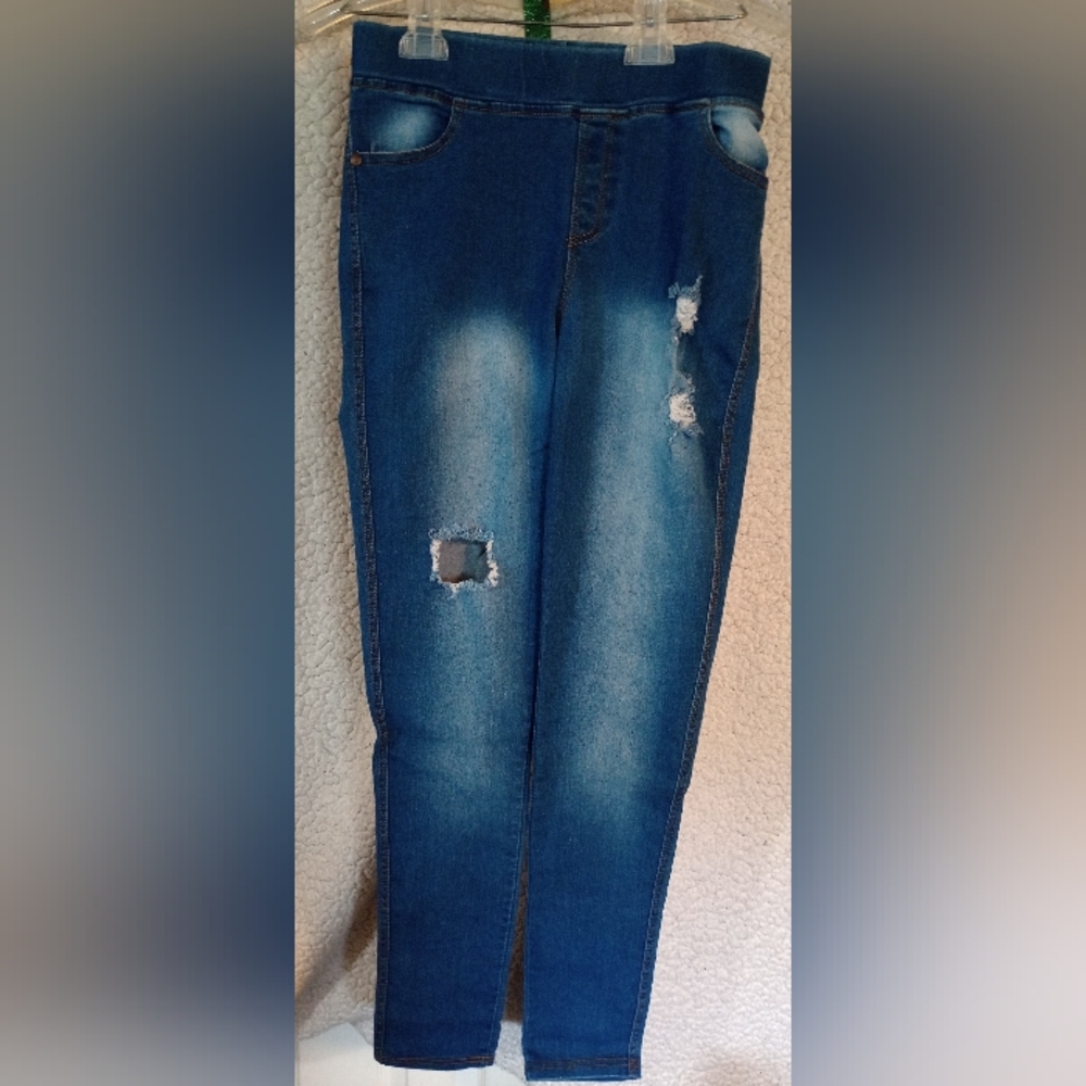 JVINI Fashion Women's Pull On Jegging Jeans Size S Distressed Stretch Skinny